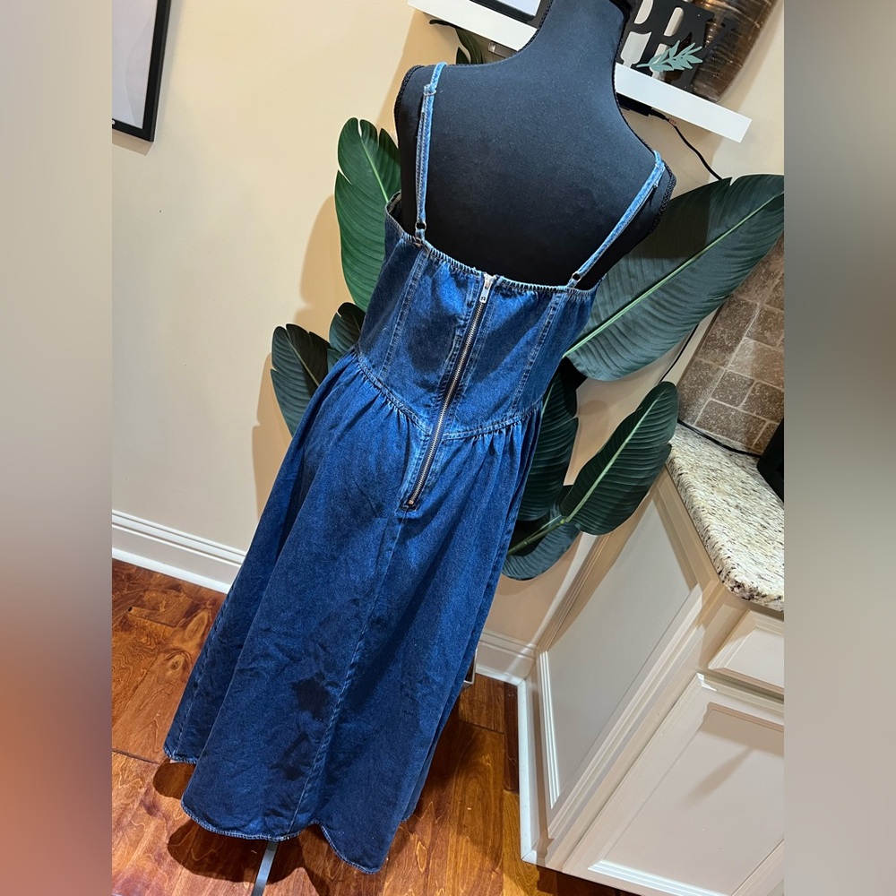 Commense Sweetheart Collar Denim Dress Medium - Picture 12 of 12